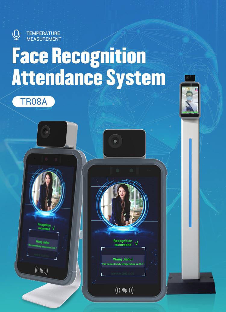 Yecon Face Recognition Temperature Device , 8" Android Body Temperature Detector Machine