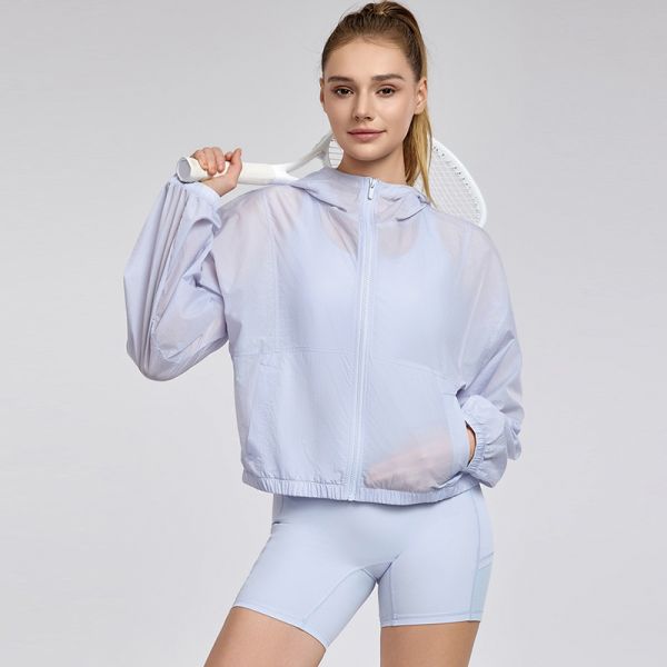 Nylon Sun Protection Jacket Quick Dry UV Protective Hooded Lightweight for Women