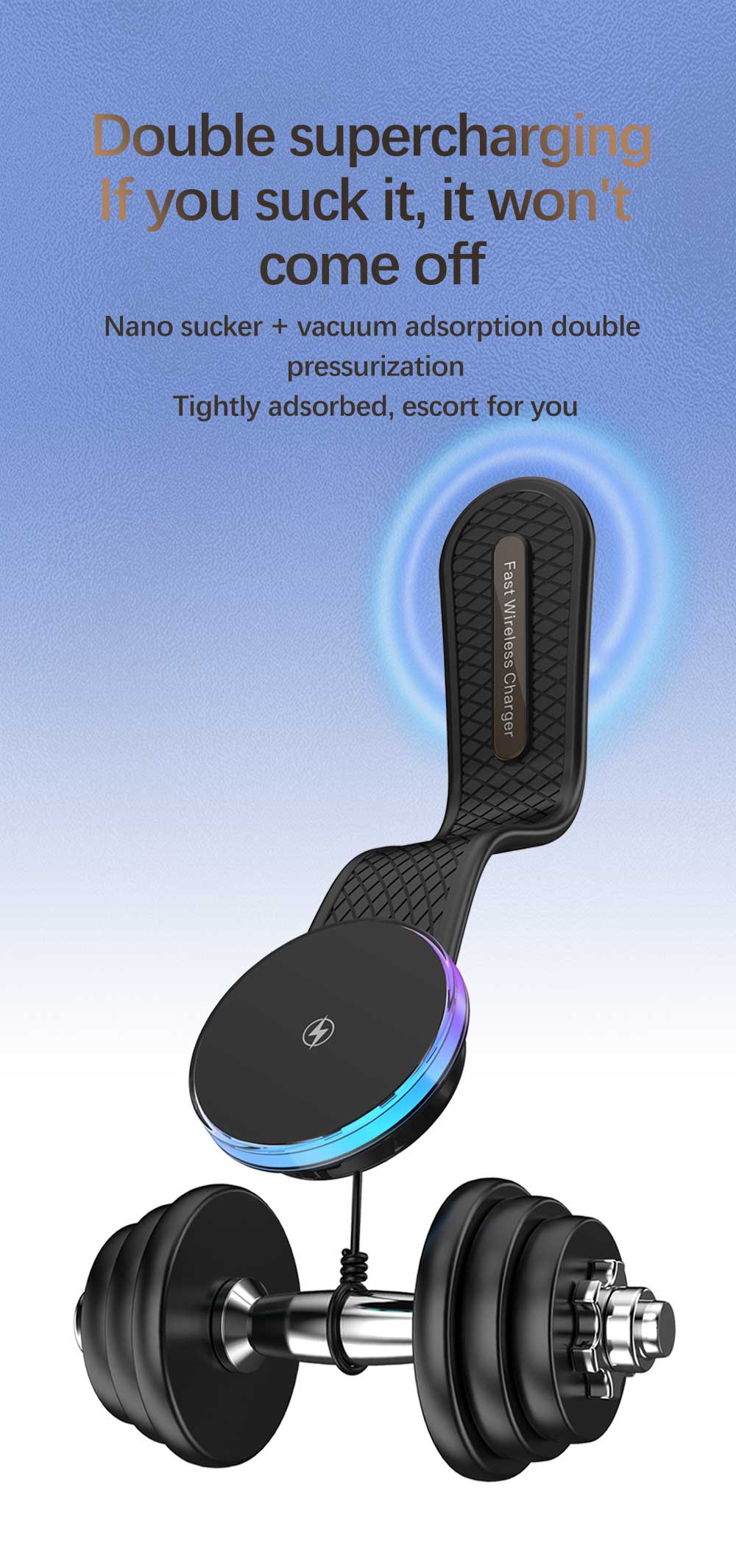 3 In 1 Magnetic Car Charger and Wireless Phone Holder for Charging Frequency 110-205KHZ