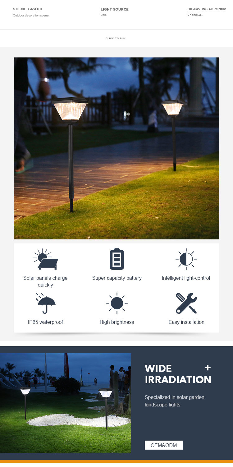 Dusk To Dawn Outdoor Garden Solar Spike Lights IP65 With Mono Solar Panel