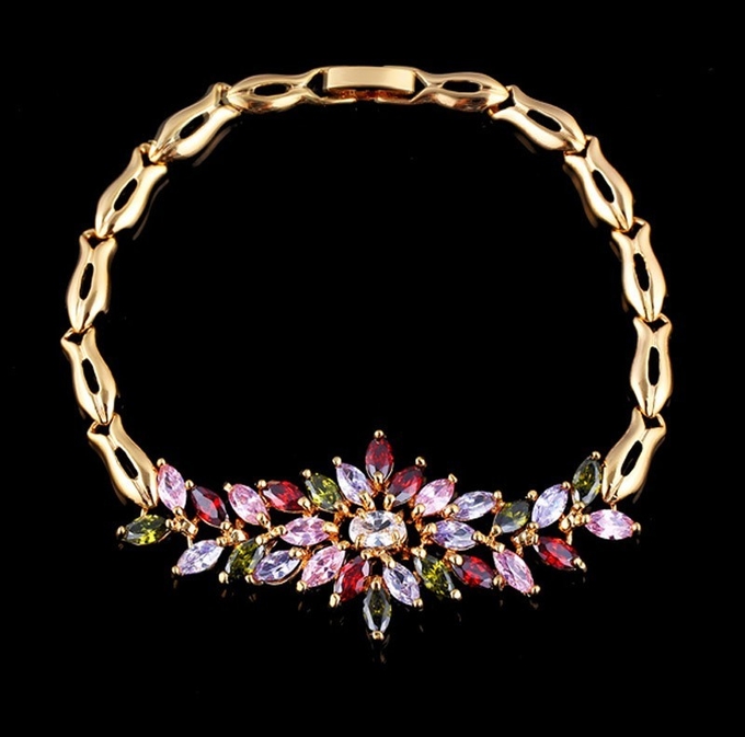 Fashion Ladies Bracelet Bangle Party Adjustable Bangle Jewelry Color Big Flower Shape Cuibc Zircon Bracelet For Gift