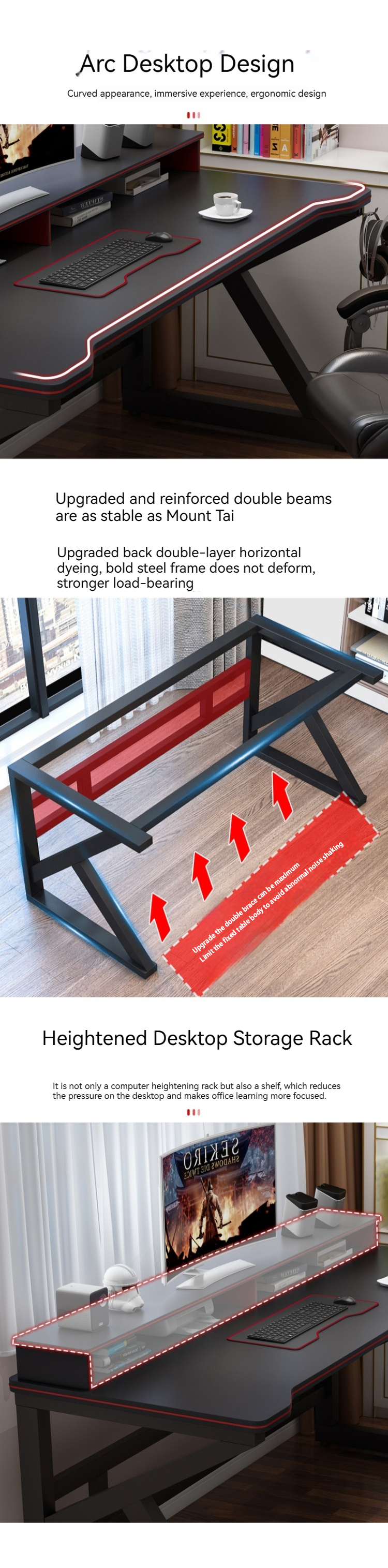 Create the Perfect Work and Play Space with Contemporary Design Style RGB Gaming Desk