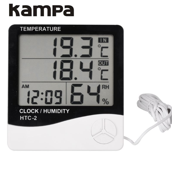 Digital LCD Thermometer Hygrometer Electronic Temperature Humidity Meter Indoor Outdoor Alarm Clock HTC-2