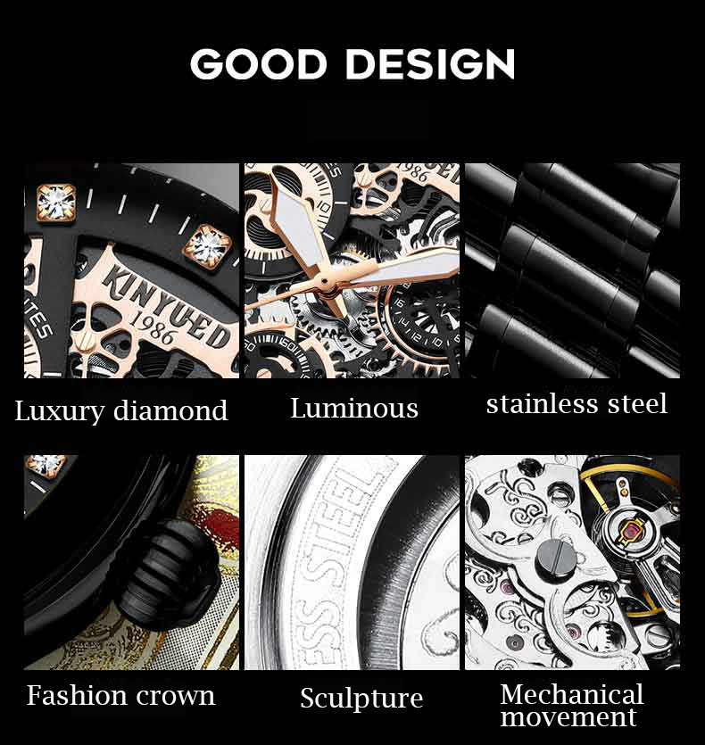 Diamond Luxury Mechanical Watches High Hardness Glass Analog Dial Display