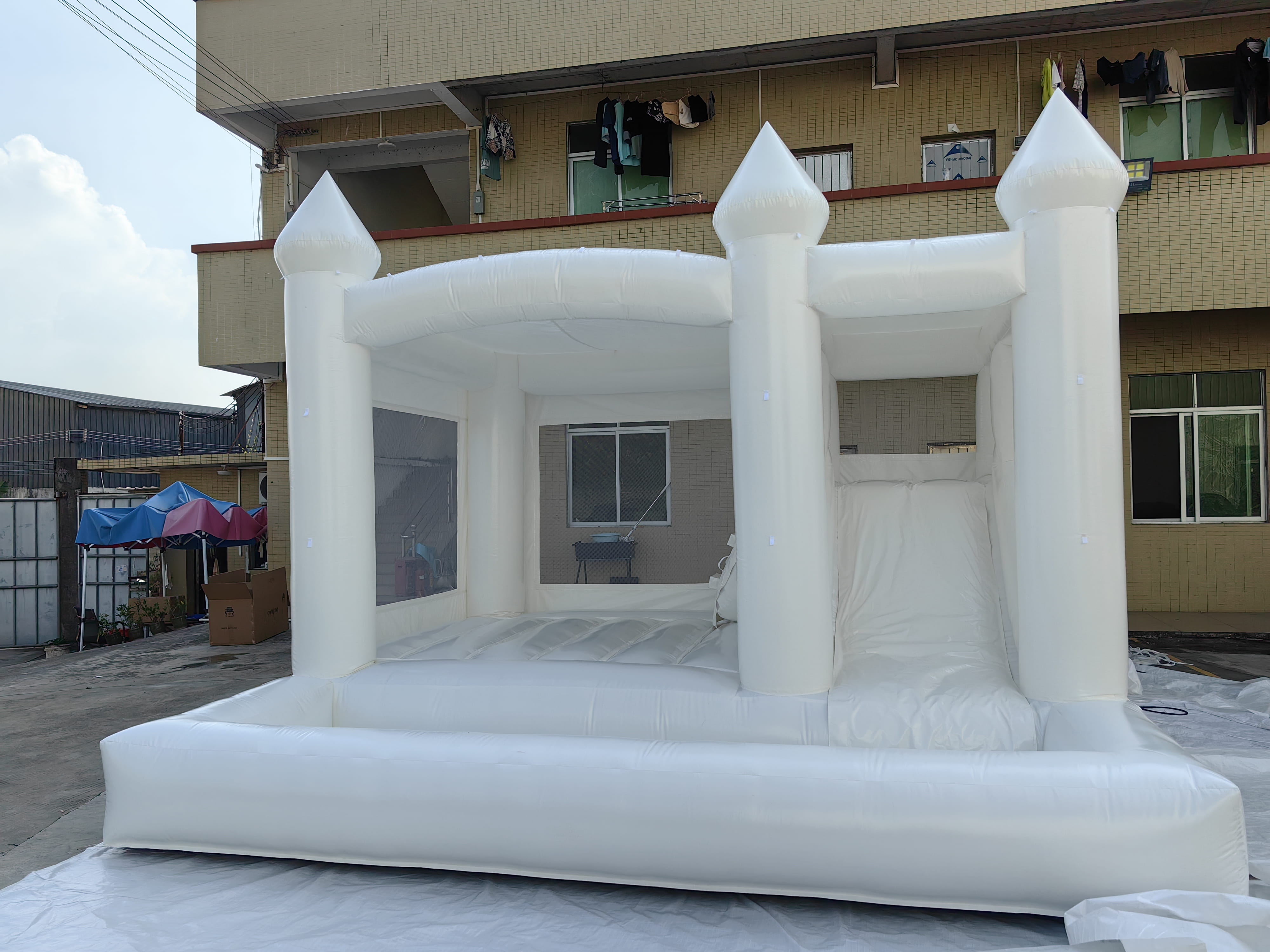 Toddler jump house jumping combo wedding decoration bouncer white inflatable slide bouncy castle