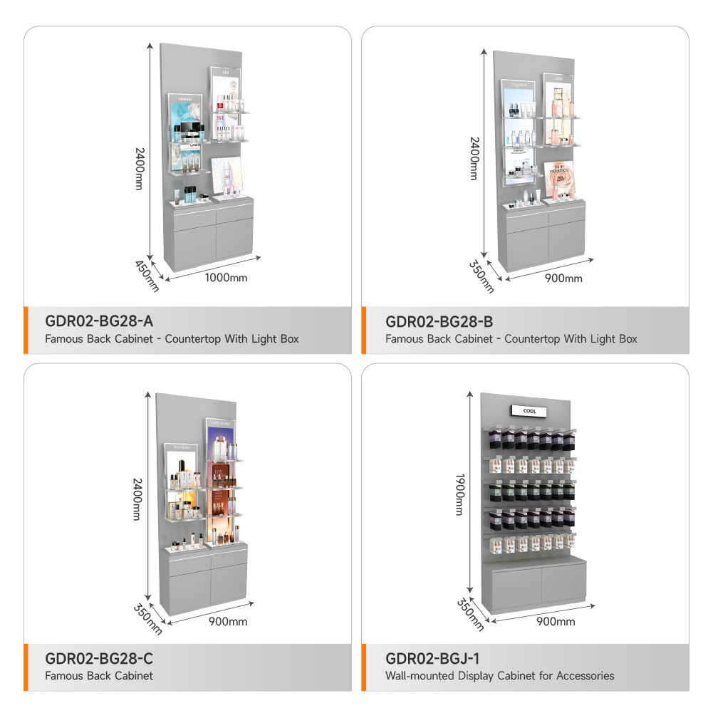 Skincare Display Cabinet Iron Containing Gray Facial Mask Cabinet For Branded Shop Rack And Trendy Display Rack