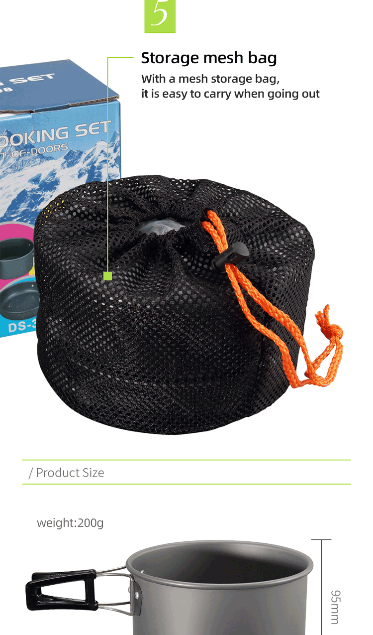 Factory TOP Seller Outdoor Camping Cookware Mess Kit Portable Picnic Pot Pan Camping Cooking Set For Out Door Hiking
