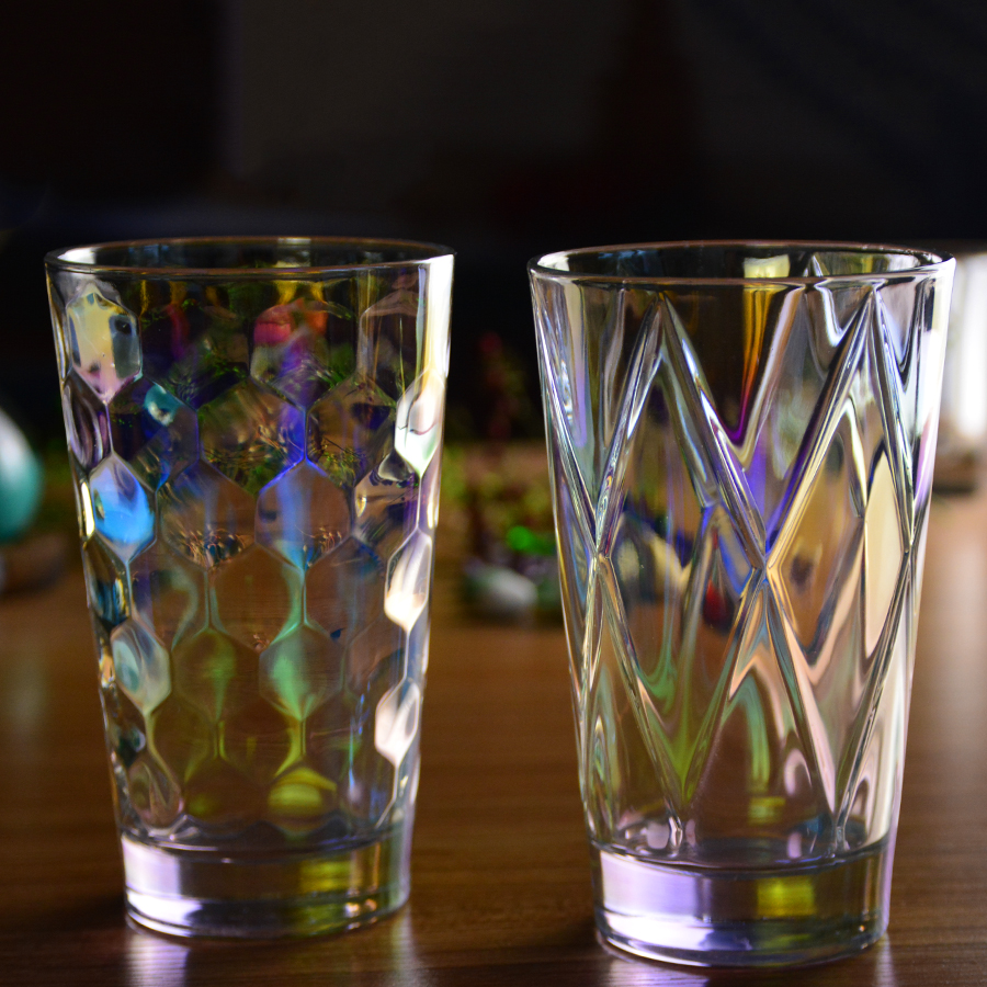 Iridescent Honeycomb Tumbler Drinking Glasses For Bar