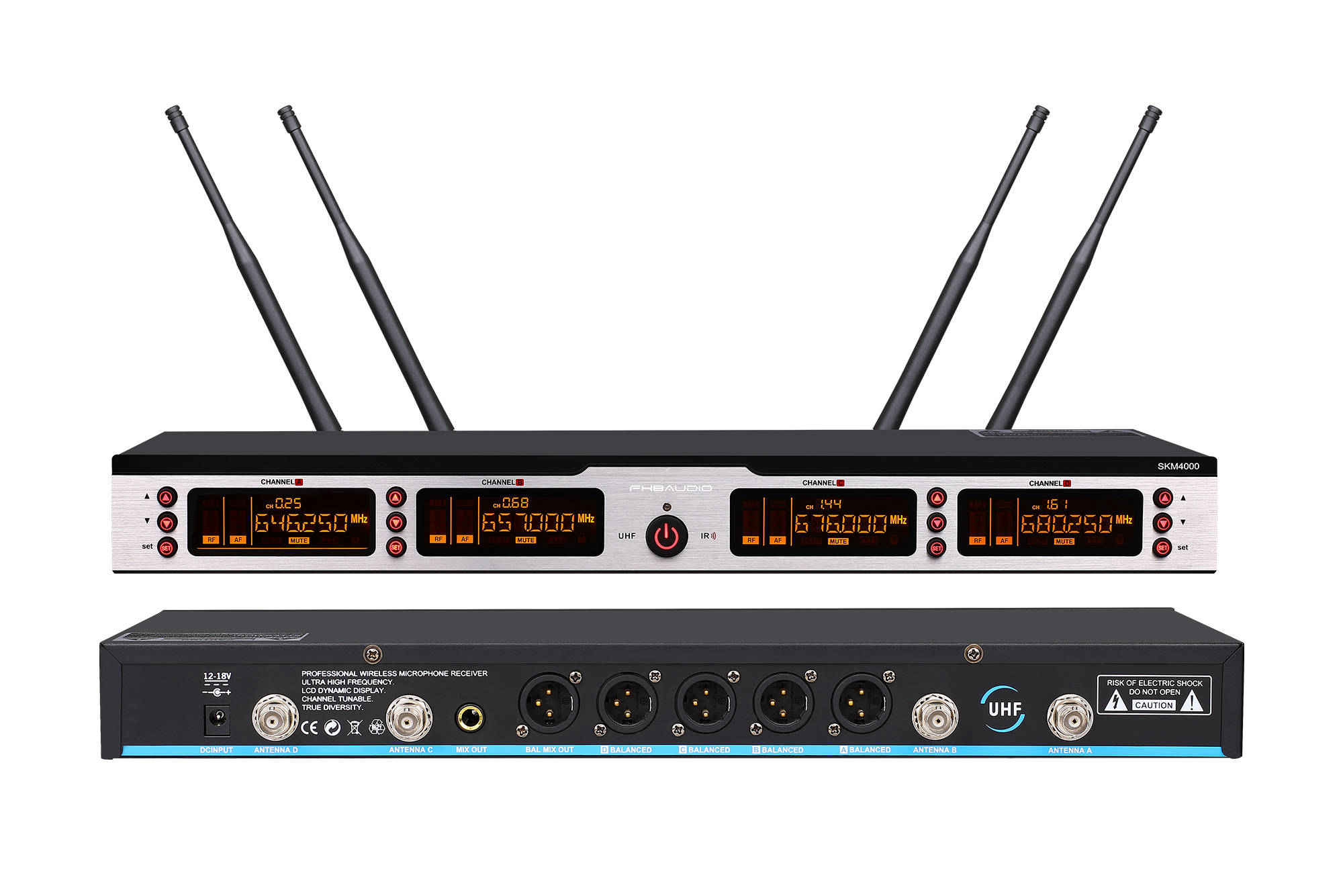 4 Channel Gooseneck UHF Wireless Microphone System Multi-Function for Education