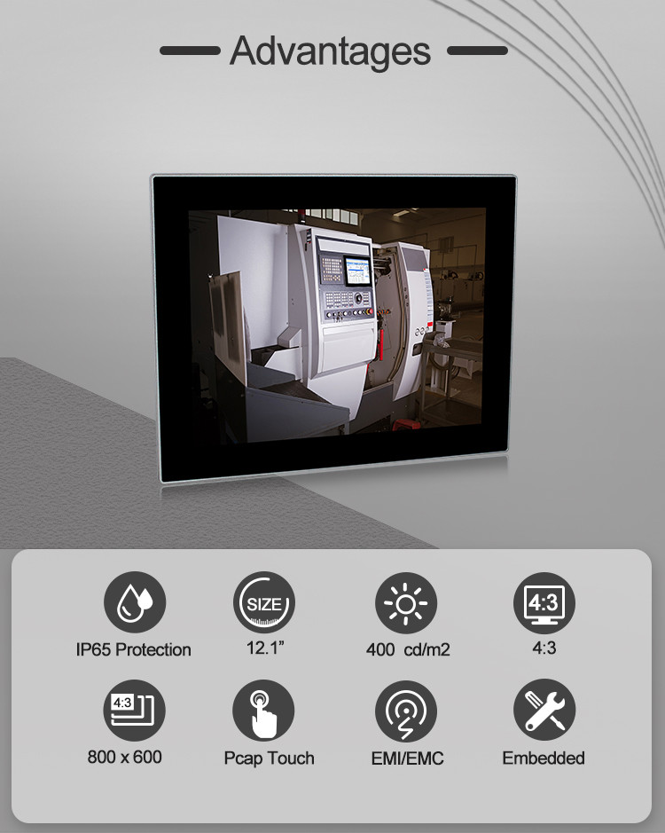 Wall Mounted 4*USB Android Touch Panel PC 12 Inch Size RoHS Approval