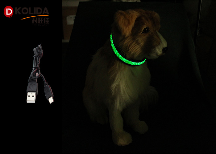 Nylon USB Rechargeable LED Dog Collar , Night Safety Flash Cat Dog Collar