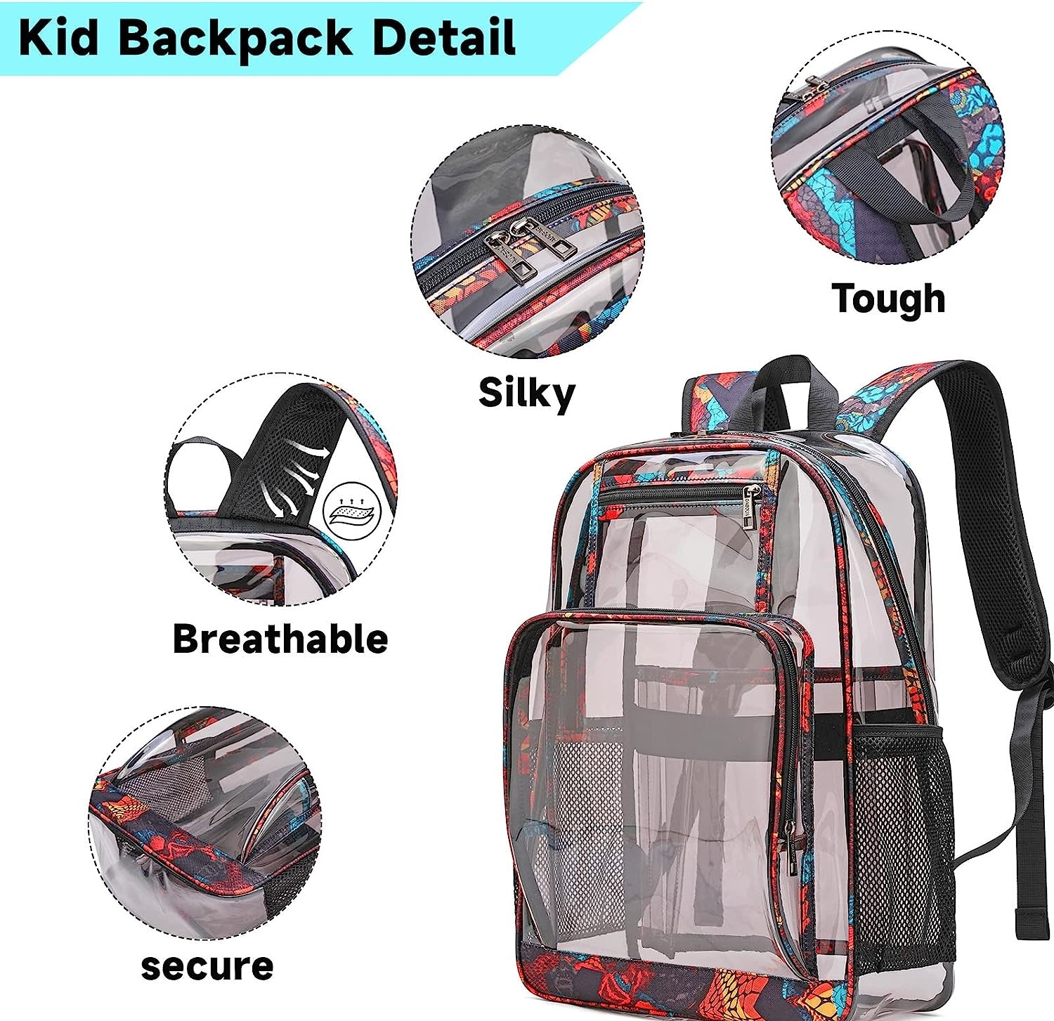 Clear Backpack Heavy Duty Kids Backpacks for Boys Clear Bookbag Stadium Approved Transparent Bags