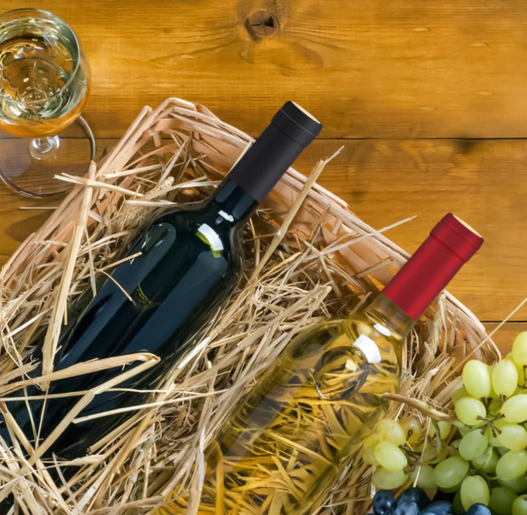 Custom Wine Bottle Cork With Black Plastic Top PVC Heat Shrink Capsule Bottle Seal