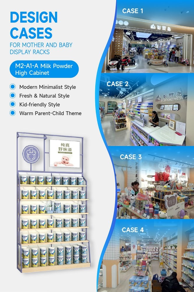 M2-A1-A Baby Store Display Cabinet with Soft Film Light Box and Adjustable Shelves for Chain Baby Stores