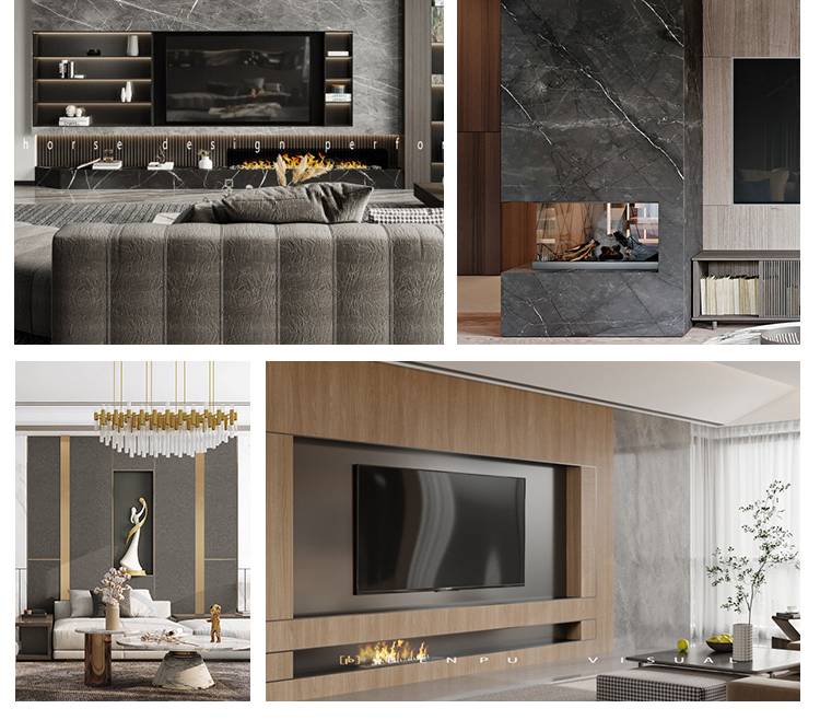 Interior Decorative PVC Marble Sheet Panel TV Background bamboo charcoal fiber wall board bamboo crystal