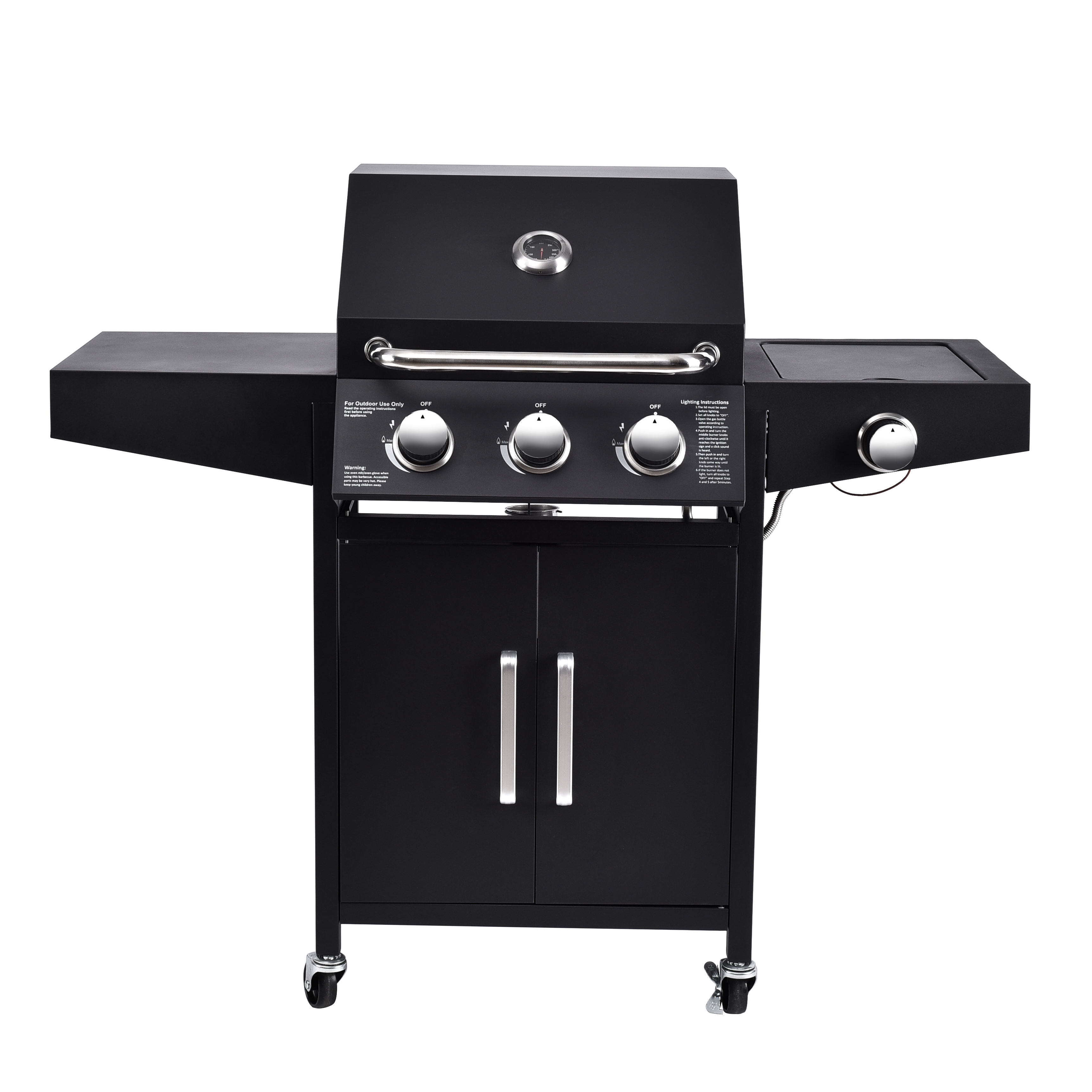 Gas Barbecue Grills Outdoor With Stove hybrid grill 3 1 burners Butane for Tailgating