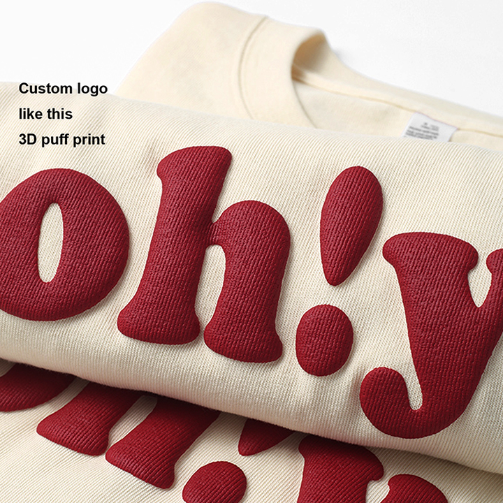 Custom Logo 3D Foam Puff Print Graphic T Shirt in Supima Cotton for Men's Streetwear