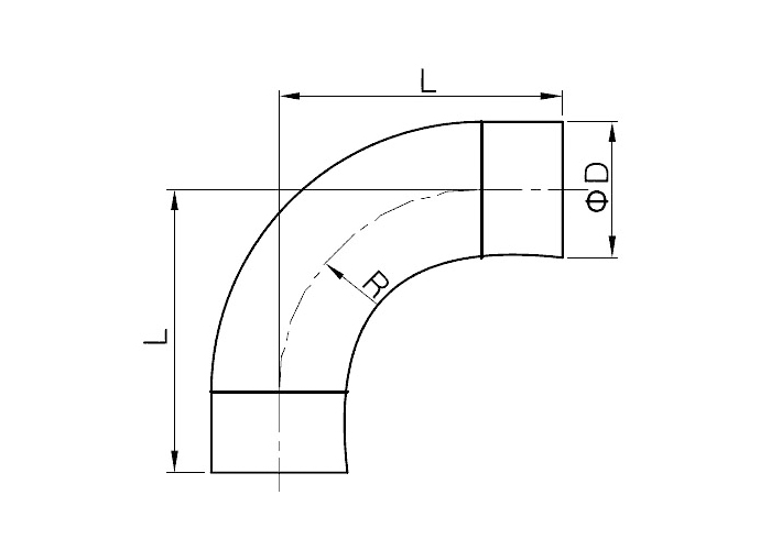  Dimension of Sanitary Weld Elbow – 90° with Tangent Ends- 3A