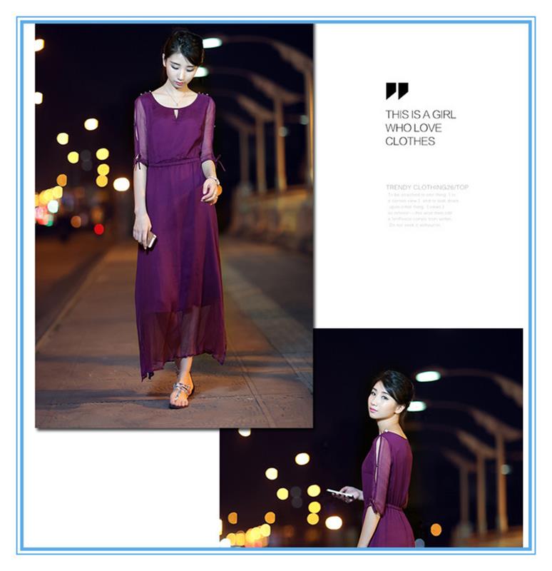 Wholesale girl's casual chiffon long dress