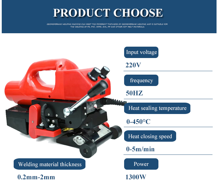 50HZ Frequency Electric Handheld Geomembrane Welding Machine for HDPE Plastic Heating