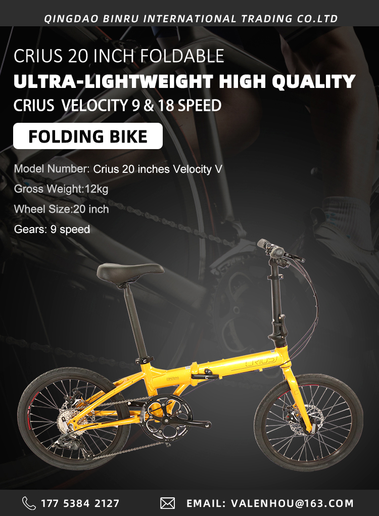 Folding Bike 20inch 9 Speed Velocity Highend Products Lightweight MTB RB Brake V Brake