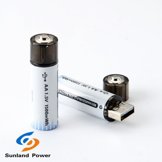 Rechargeable 1.5V AA Lithium Ion Battery With USB Type C Connector
