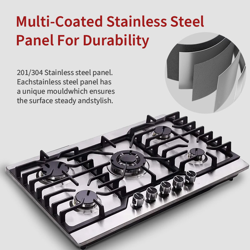 Electronic Ignition 4 Burner Gas Hob Stove Stainless Steel