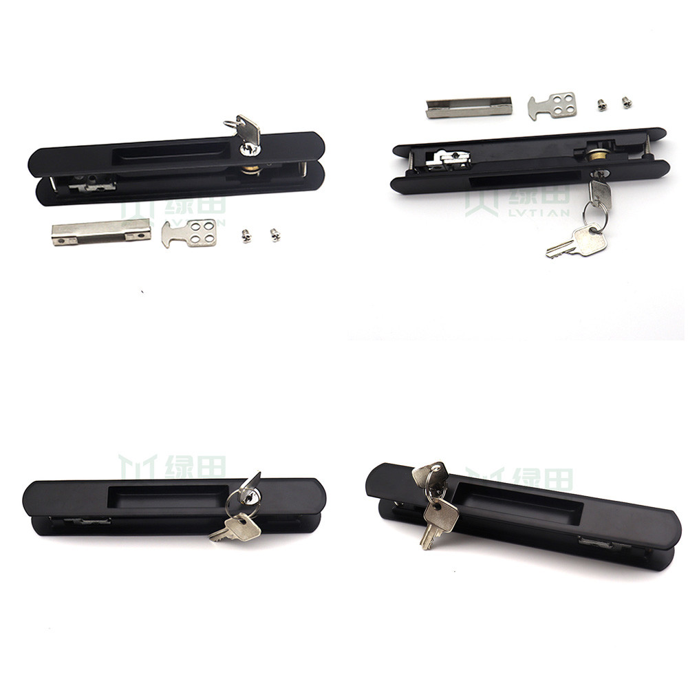 Aluminum Alloy Sliding Window Door Lock With Key Set Matt Black Color