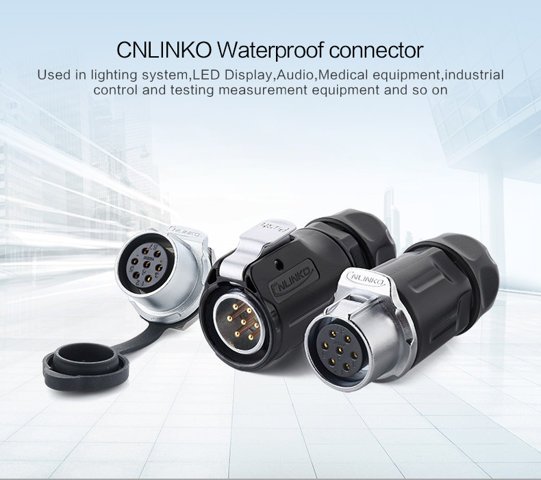 New PBT Material LP20 Auto 7pin Power Circular Waterproof IP65/IP67 Wiring Connector for Outdoor LED Lighting