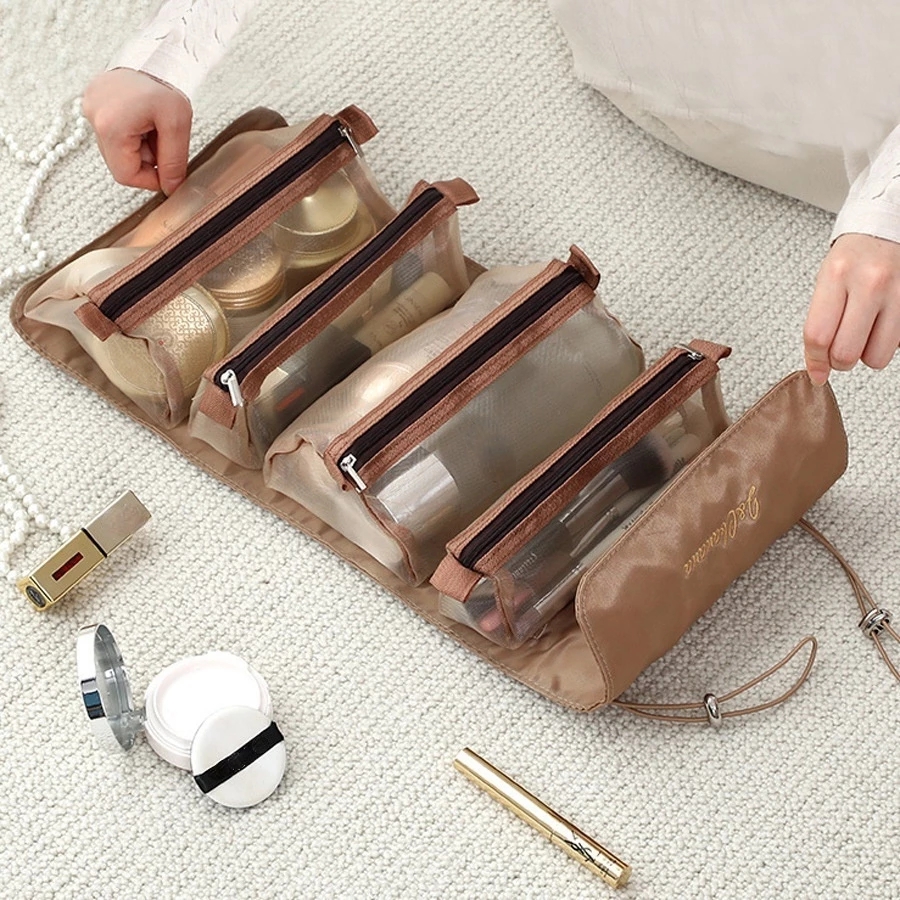 Brushes Lipstick Storage Cosmetic Bag Organizer Travel Nylon Mesh Toiletry Bag