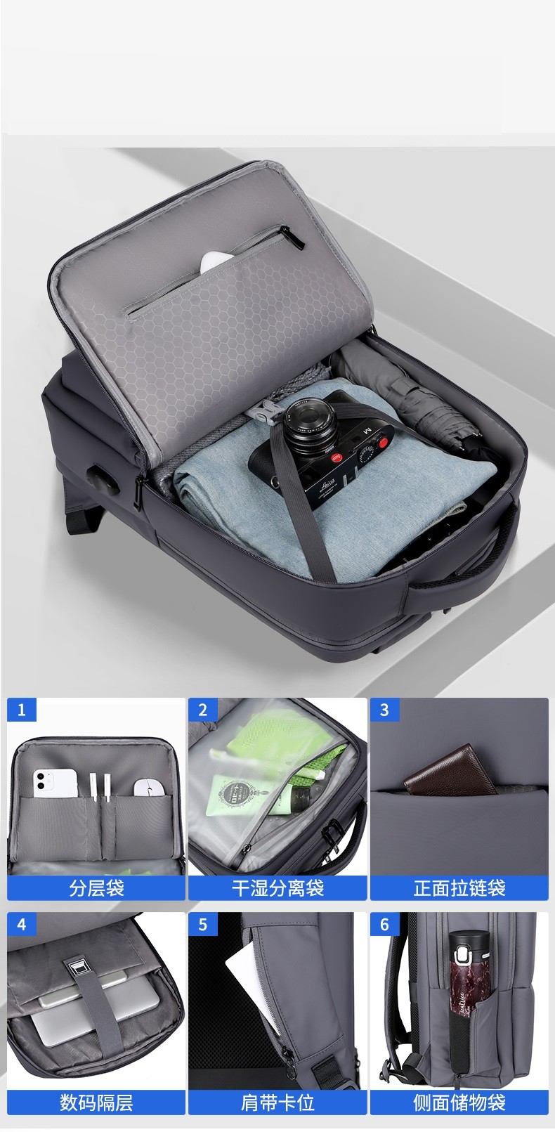 Casual ODM Waterproof Laptop Bag Polyester 0.44m Anti Theft Laptop Backpack