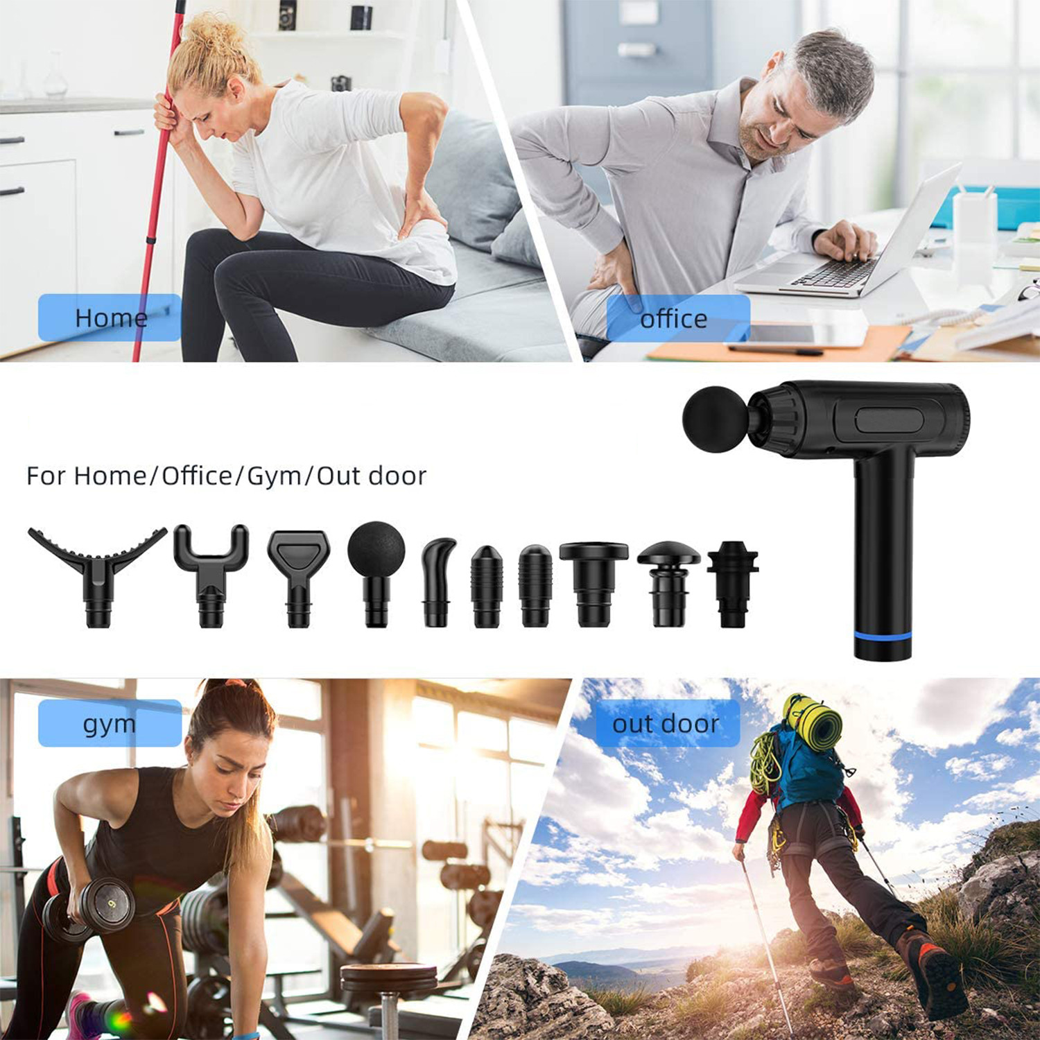 2400mAh 10 Heads Handheld Massager Gun