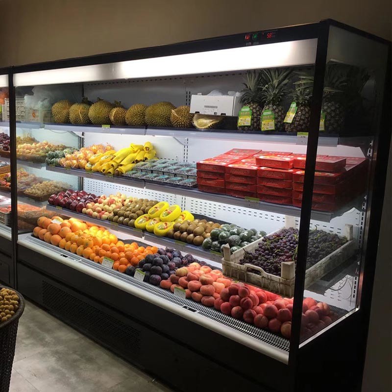 Commercial Open Showcase Chiller Supermarket Fruit And Vegetable Vertical Fridge