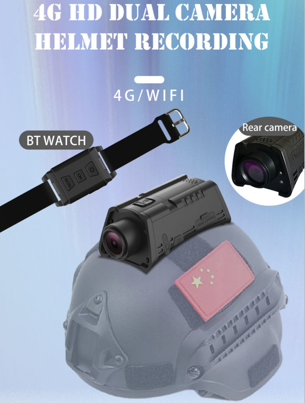 2.4GHZ GPS Military Helmet Camera Live Streaming 3600mAh For Troops