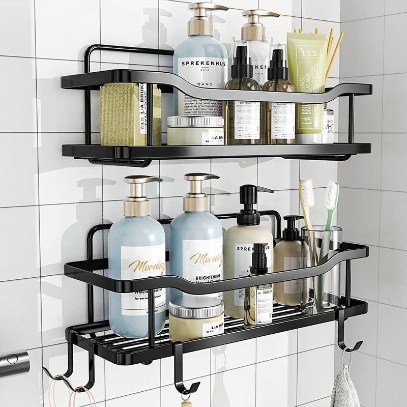 2-Pack Adhesive No Drilling Rustproof Stainless Steel Shower Caddy Shower Shelf