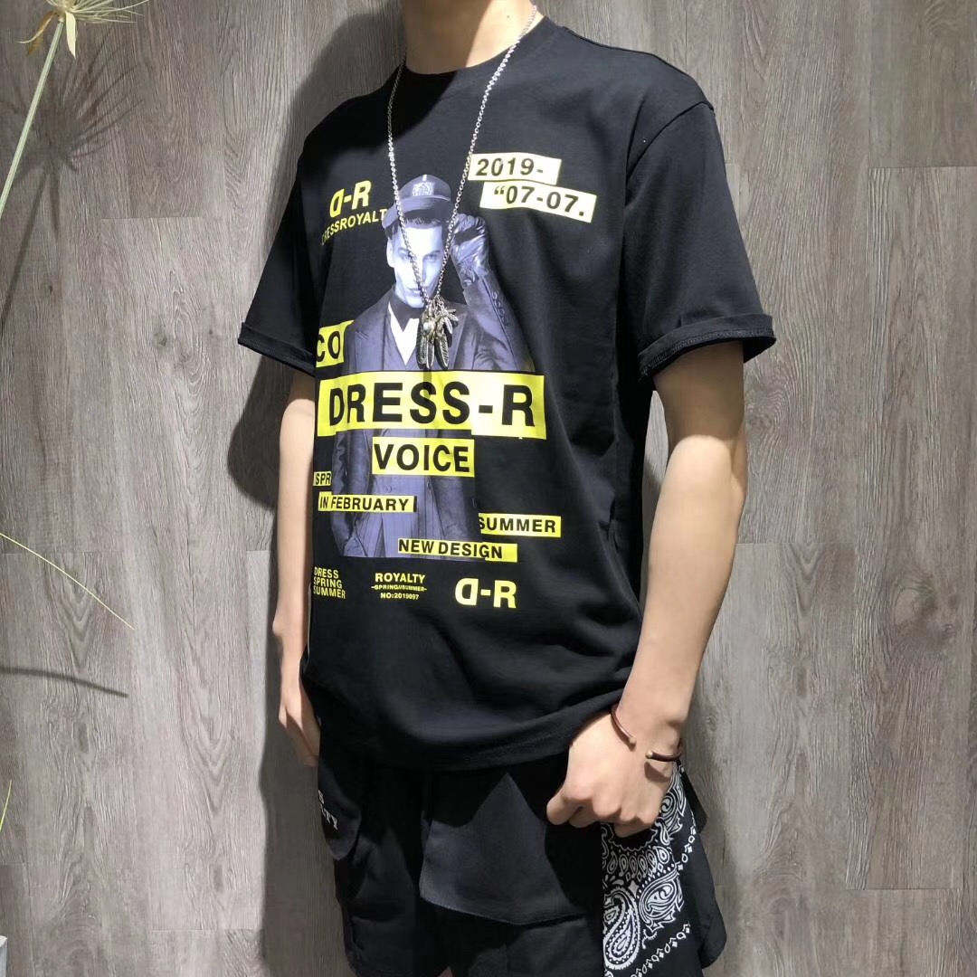 OEM Hip Hop 100% Cotton Fashionable Mens T Shirts Round Neck Letter Printed