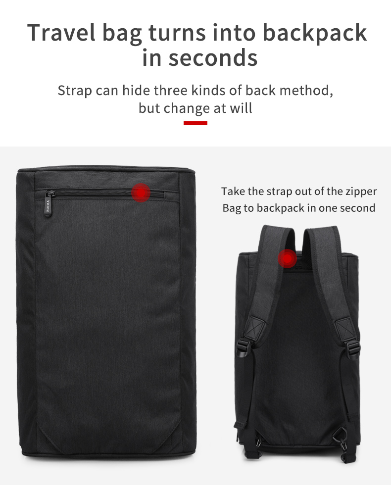 Water Retardant Leather Nylon Workout Duffle Bags Unisex 43cm Length
