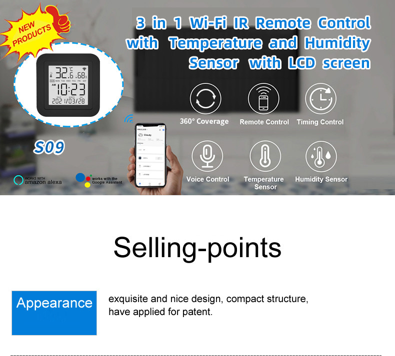 Smart Universal IR Remote Control Hub 38KHz With Temperature Humidity Monitor USB Cable