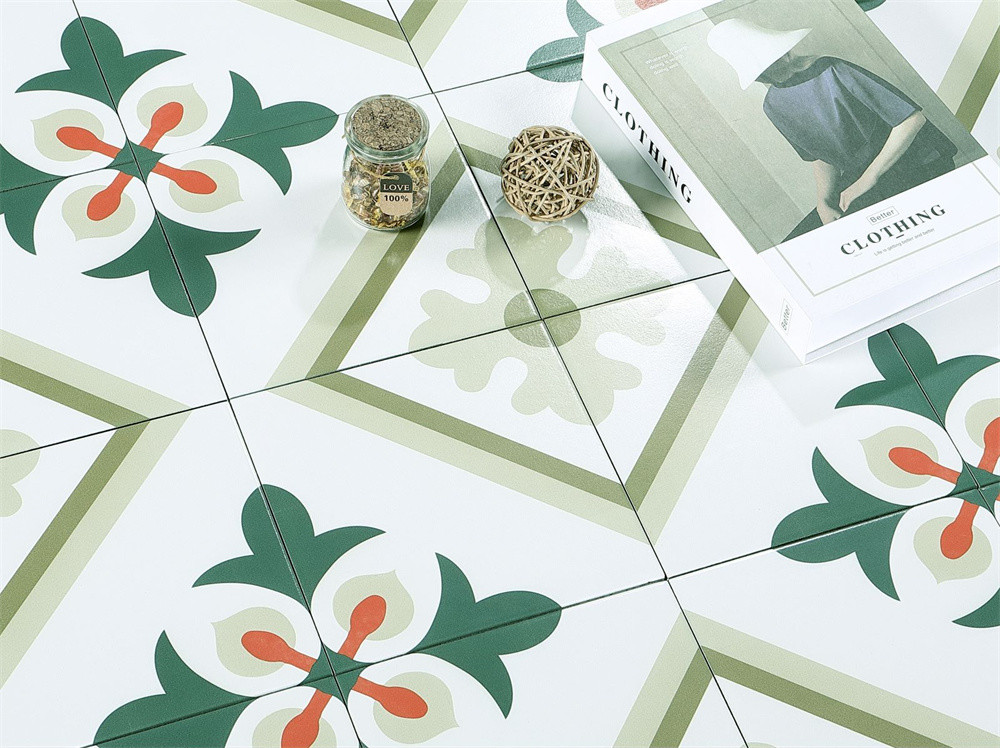 Green And Red 20x20cm Interior Floor Tiles And Non-Slip Ceramic Rustic Tile For Dining Room