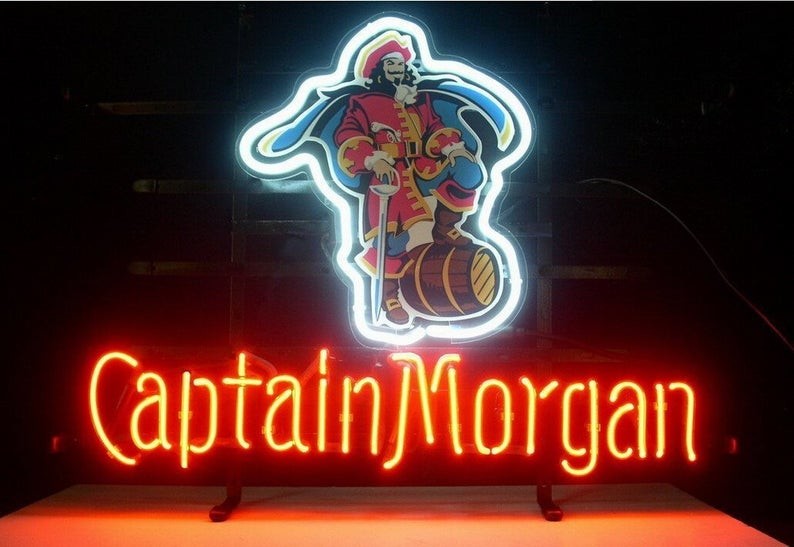 Hand Bended " Captain Morgan " Real Glass Neon Sign Beer Bar Light for Wedding Gift Bedroom Home Wall Decor Man Cave Gif