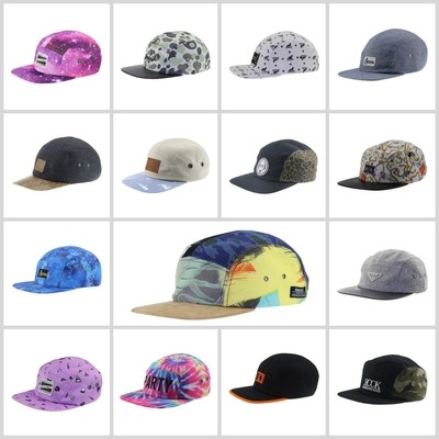 Bamboo PU Wool Camping Baseball Cap 5 Panel Snapback Hat With Leather Embossed Logo