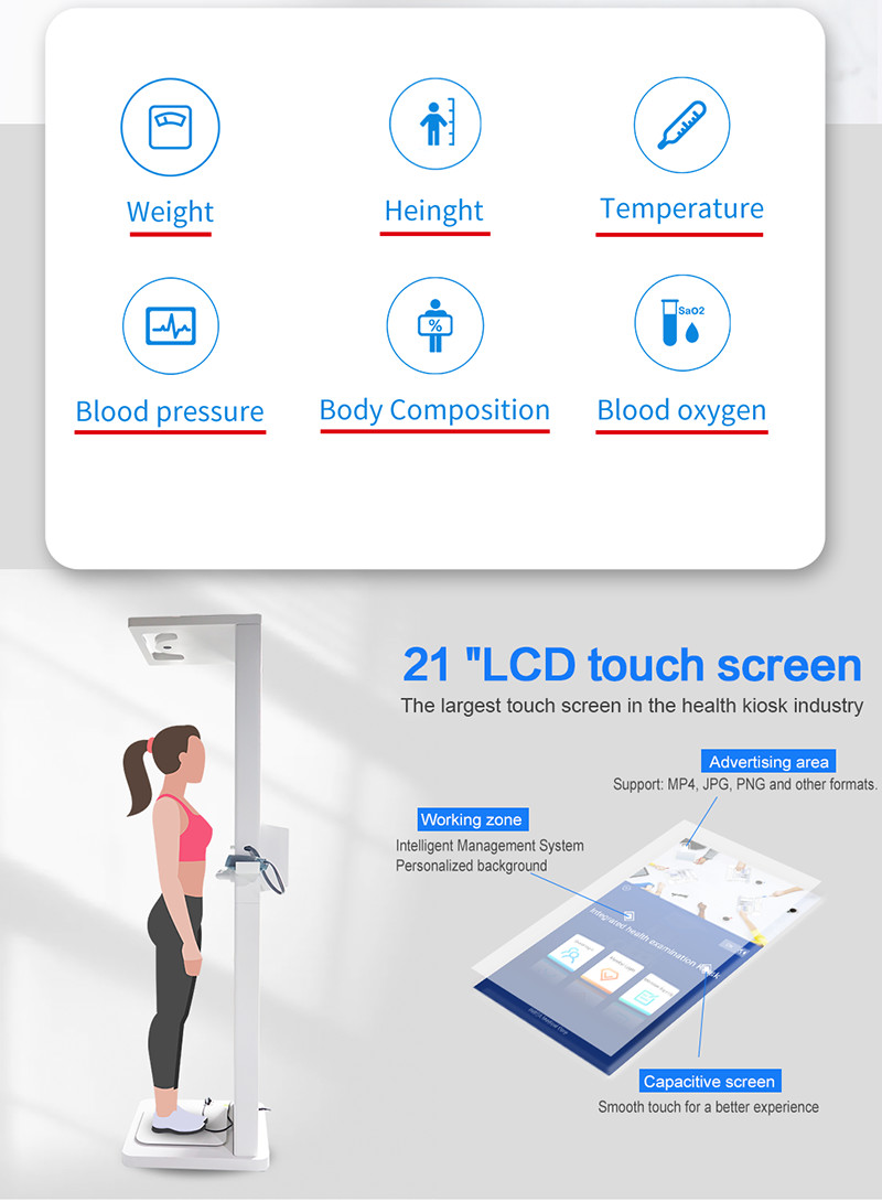 Ultrasonic 400kg Body Composition Analyzer Machine Digital Height And Weight Scale