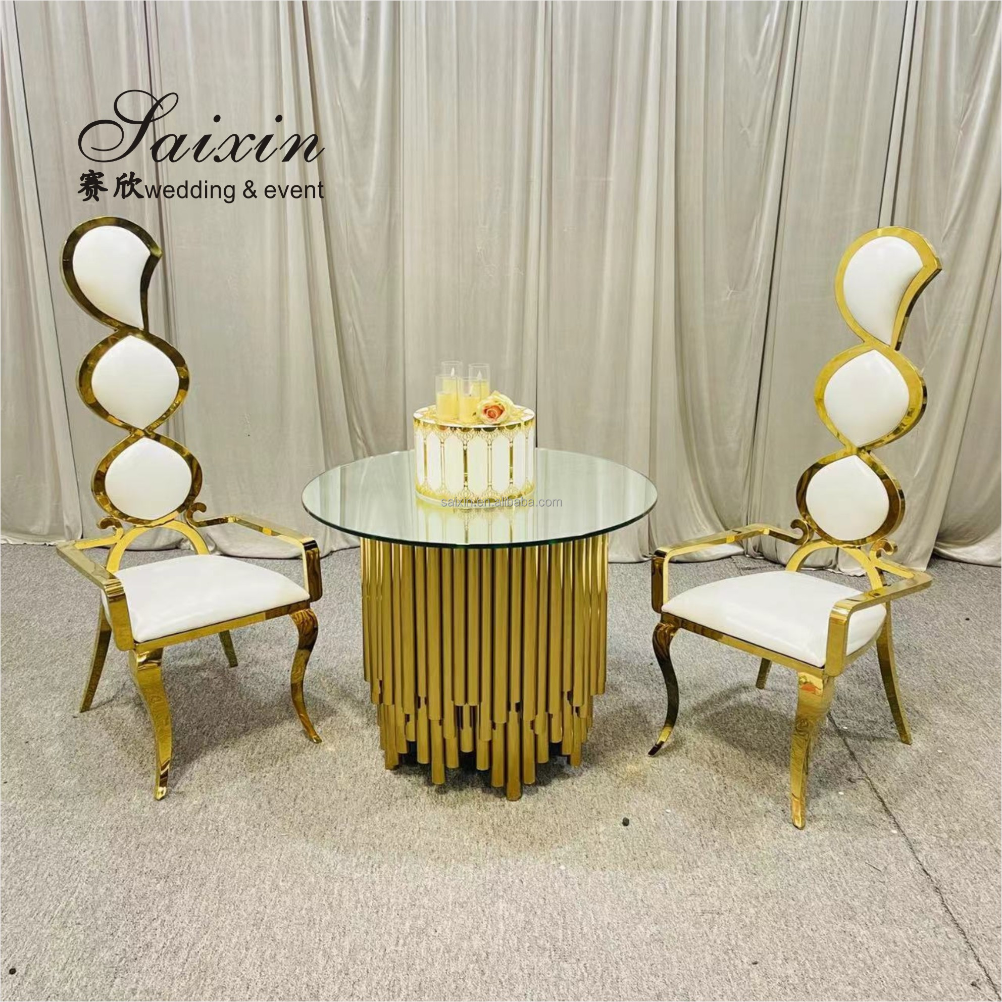 16 14 12 Inch Round Stainless Steel Hanging Crystal Cake Stands Wedding