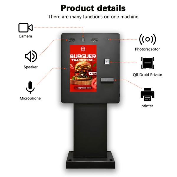 Camera Microphone POS Printer QR Code Scanner Outdoor Self Service Payment Kiosk