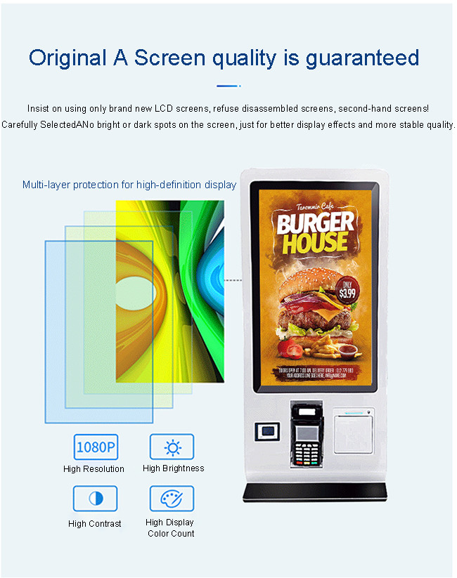 27in Self Ordering Kiosk Food Ordering Kiosk Machine With Voice Assistance