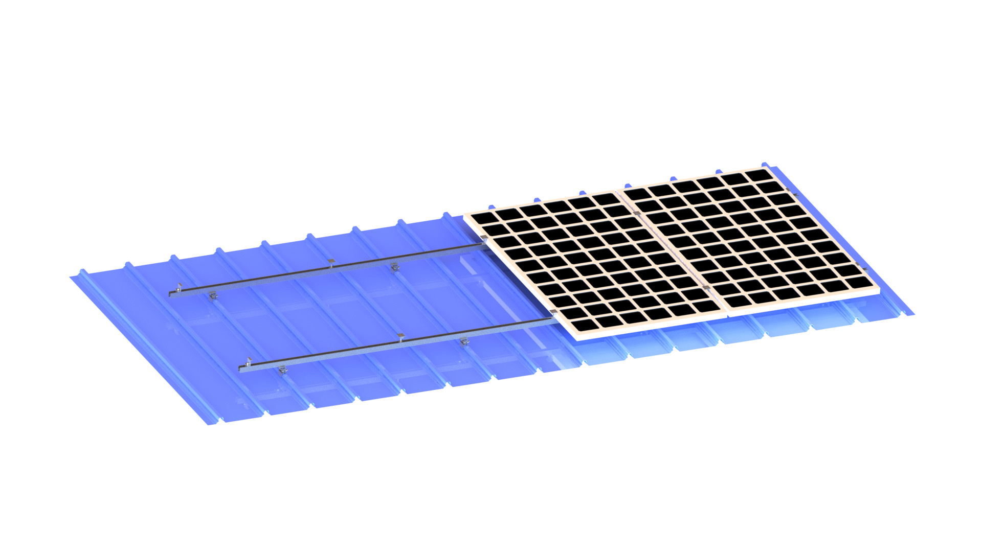 Trapezoid Aluminum Solar Panel Metal Roof Clamps Frameless Racking