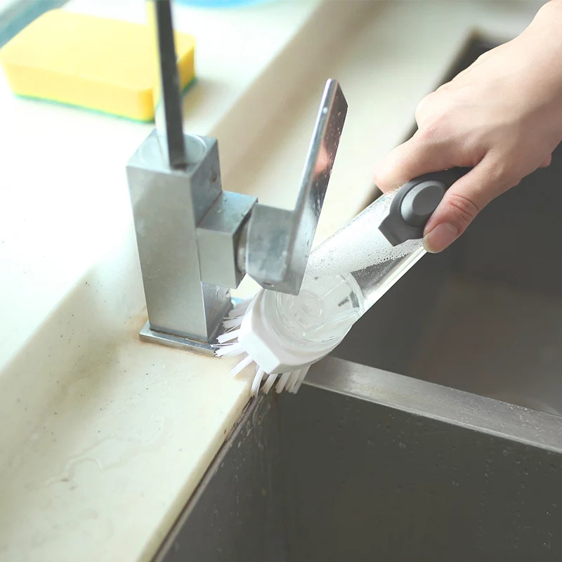 Kitchen hand held Dish Washing Pot Brush Automatic Soap Dispensing Dish Brush Long Handle Clean Brush