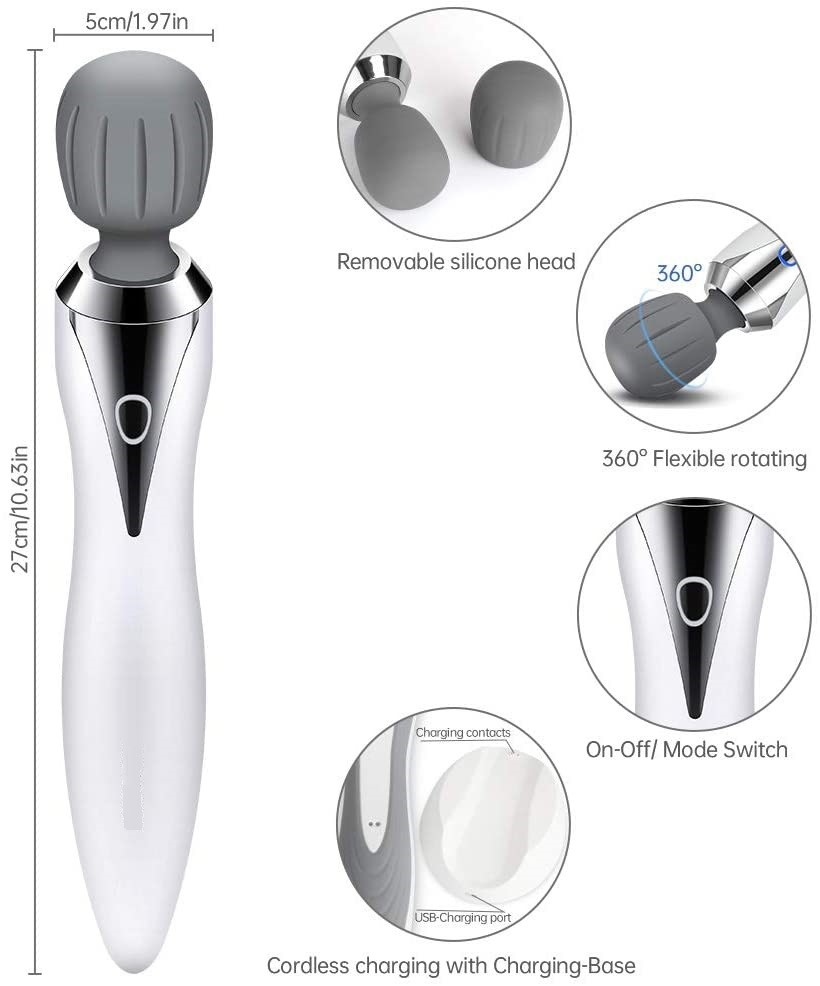 Cordless Rechargeable Bodywand Massager Handheld Soreness Relief 2200mAh