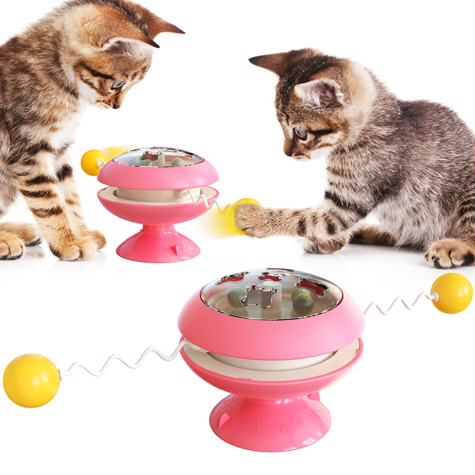 Wholesale Pet Cat Toys Catnip Spinning Ball Toy Turntable Bite Resistant Toy Ball Interactive Cat Rod Wire Cat Supplies