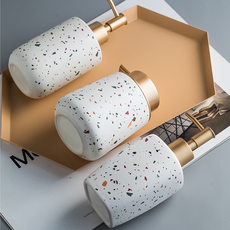 Luxury Ceramic Bathroom Set Soap Bottle For Shampoo Liquid Lotion